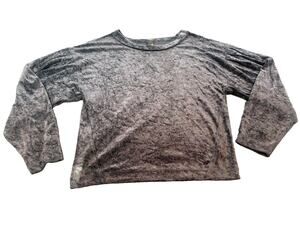 Free People We The Free Crushed Velvet Puff Sleeve Top Women’s S Dark Gray